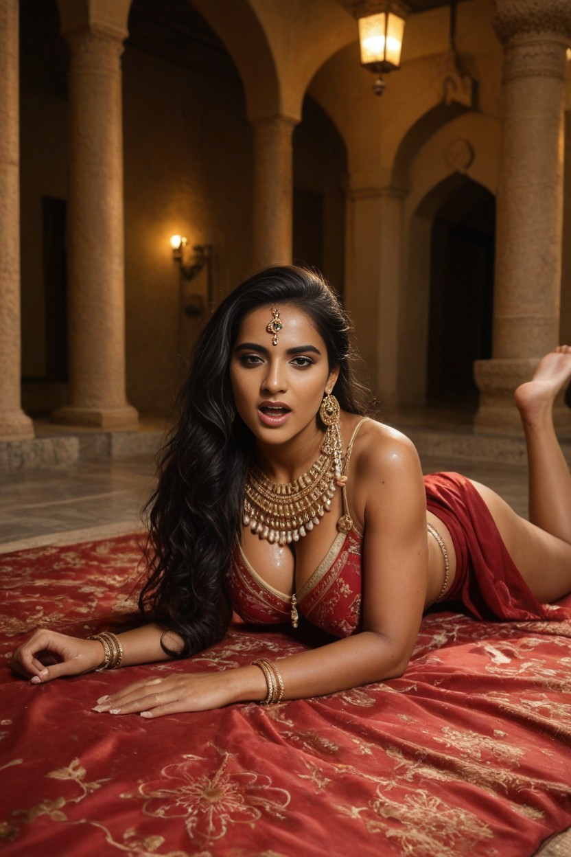 Ethnic Indian Sari, Ornate Black And Gold Silk Sari, Indian Silk Sari AI Porn
