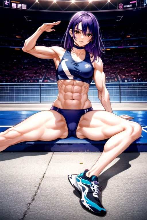 Abs, Skinny, Detailed Background Of A Stadium For Athletes Asian AI Porn