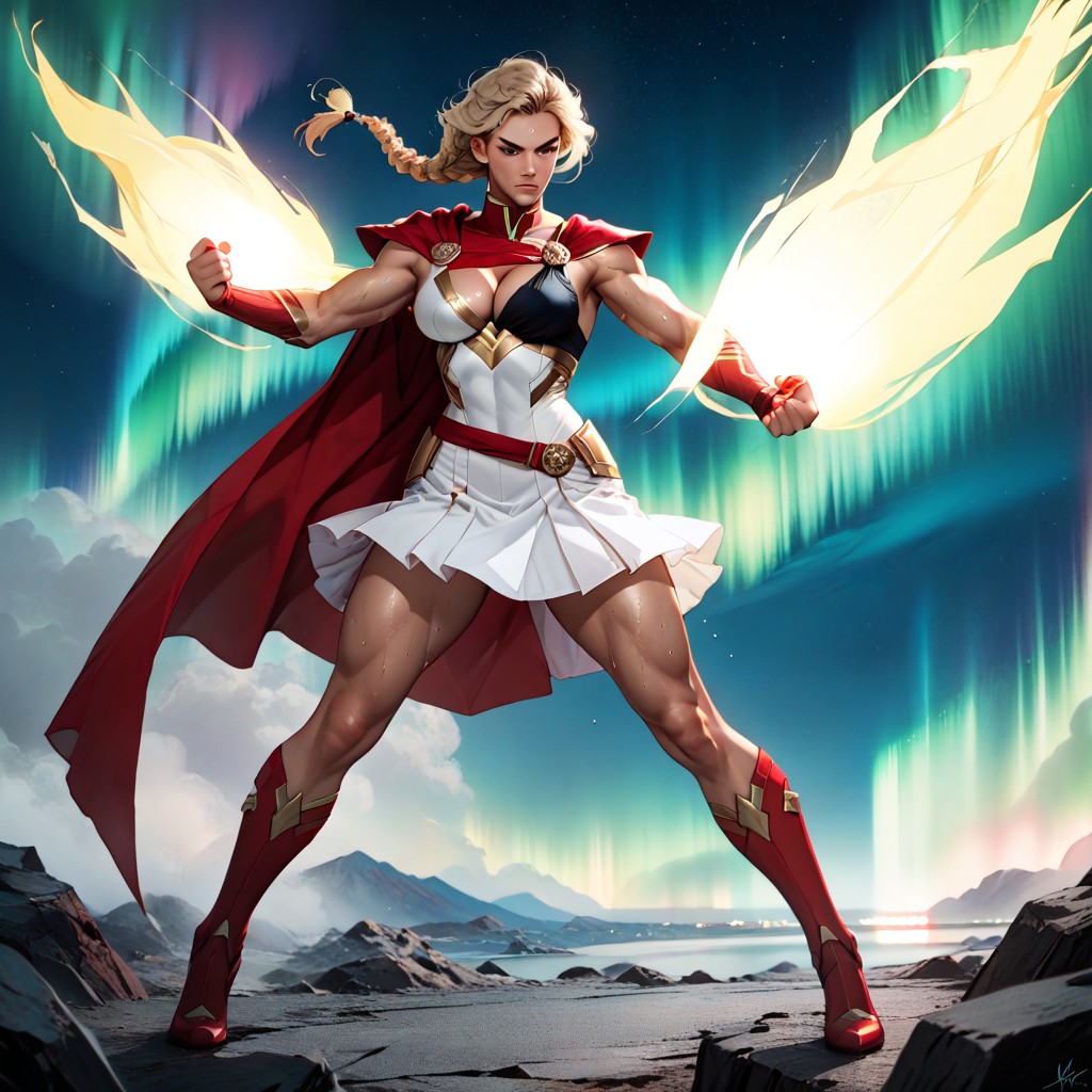 Fighting Monster, Cleavage, Pale Skin AI Porn