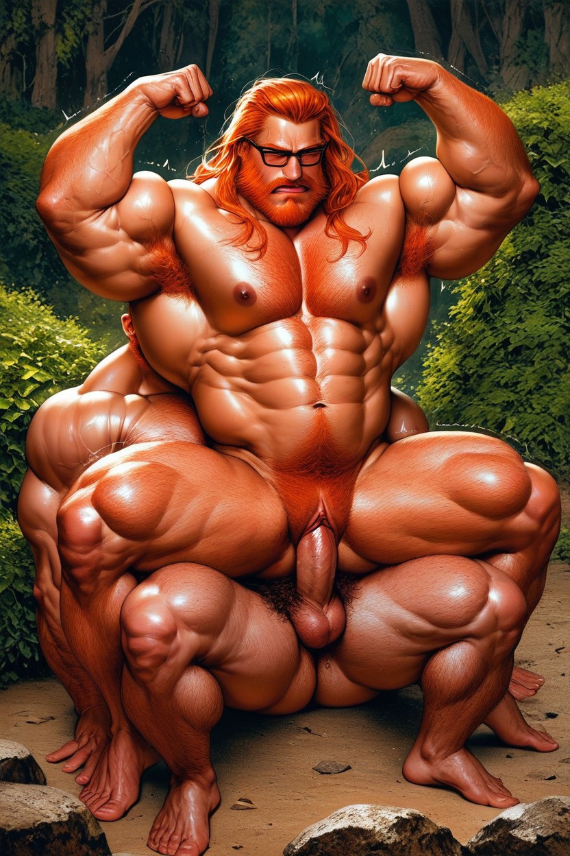 Shocked, Huge Muscle, Arms Flexing AI Gay Porn