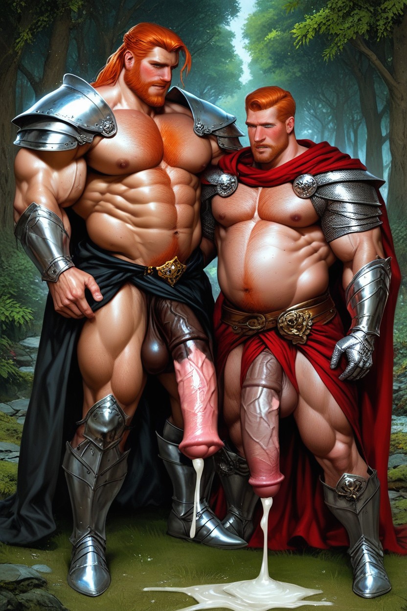 Scene Is A Royal Chancery Storage Covered In A Forest Canopy, Proportional Body, Lots Of Sperm On Belly AI Gay Porn
