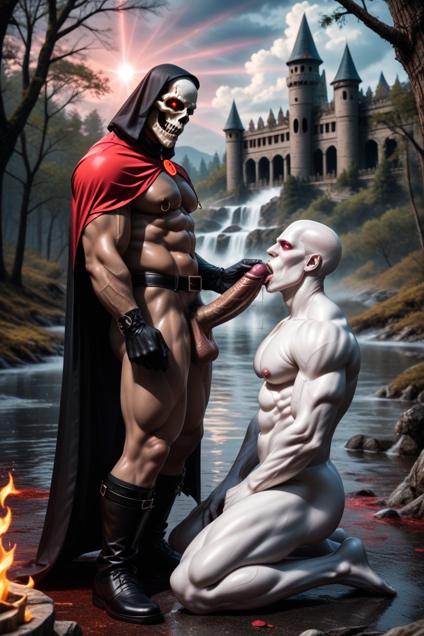 Skull Mask, Licking Cock, Acid Rain Pornografia gay com IA