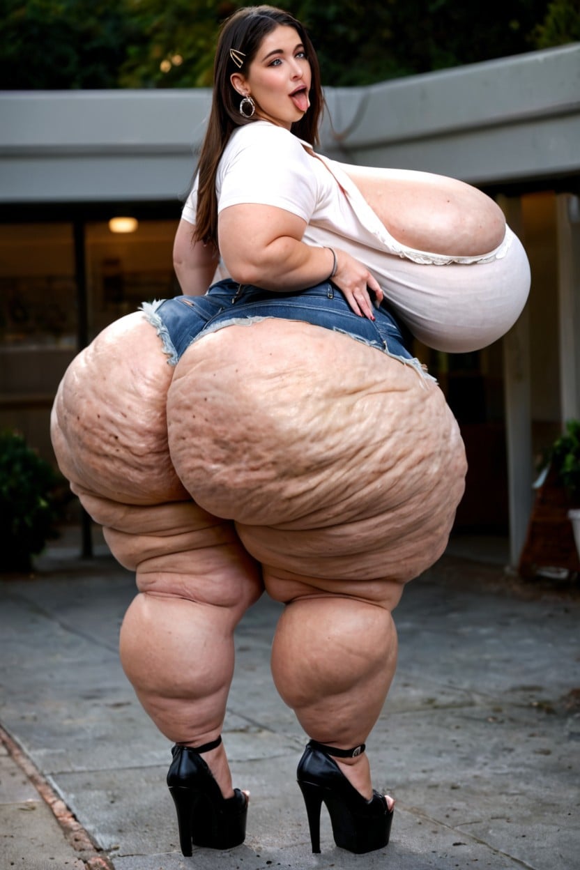 Bubble Butt, Asking Viewer To Sniff Her Massive Fake Ass Stinky Ass, Hyper Thighs BBW AI Porn
