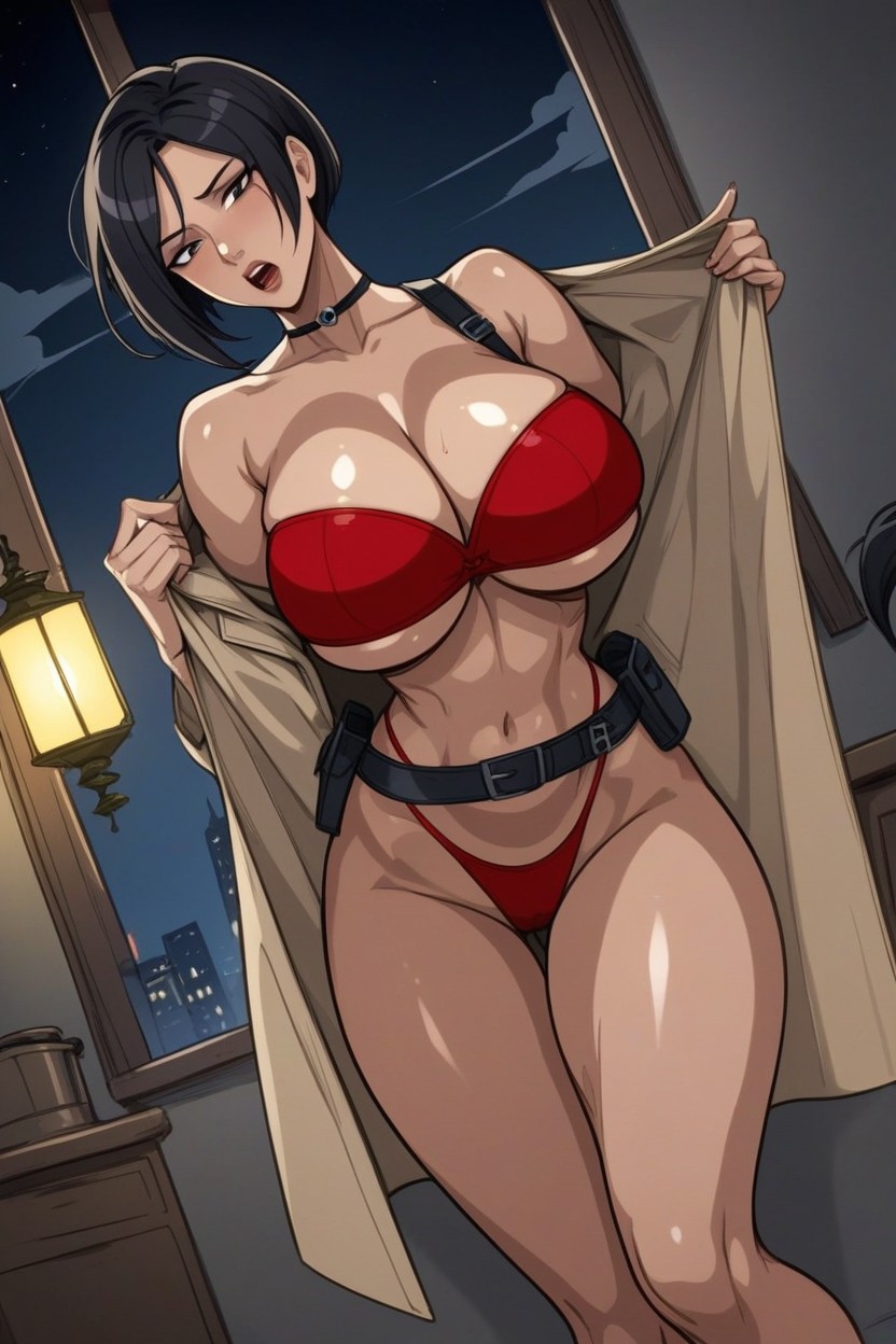 Beige Trench Coat, Top Down, Large Breast AI Porn