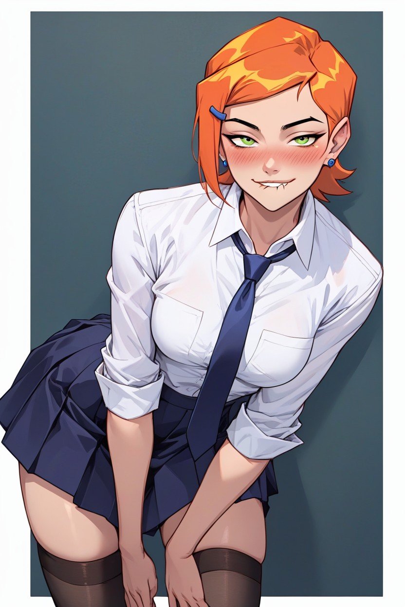 Uniforme, Bunda Média, Gwen From Ben Hentai IA pornografia