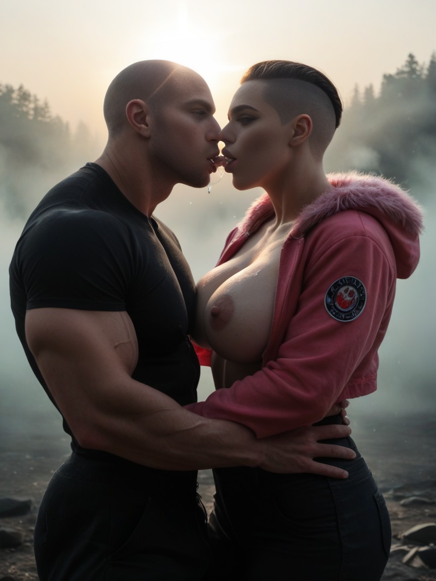 Erect Nipples, Noir, Pert Breast AI Porn