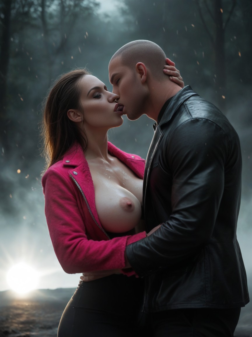 Rounded Breast, Noir, Hyper AI Porn