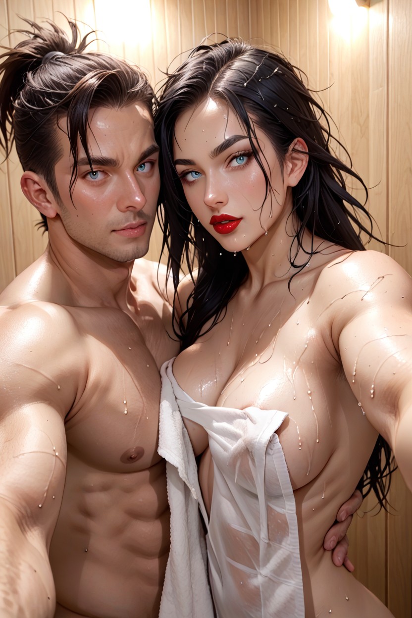 Dynamic Angle, Hand Stroking Cock, Wet Clothes AI Porn