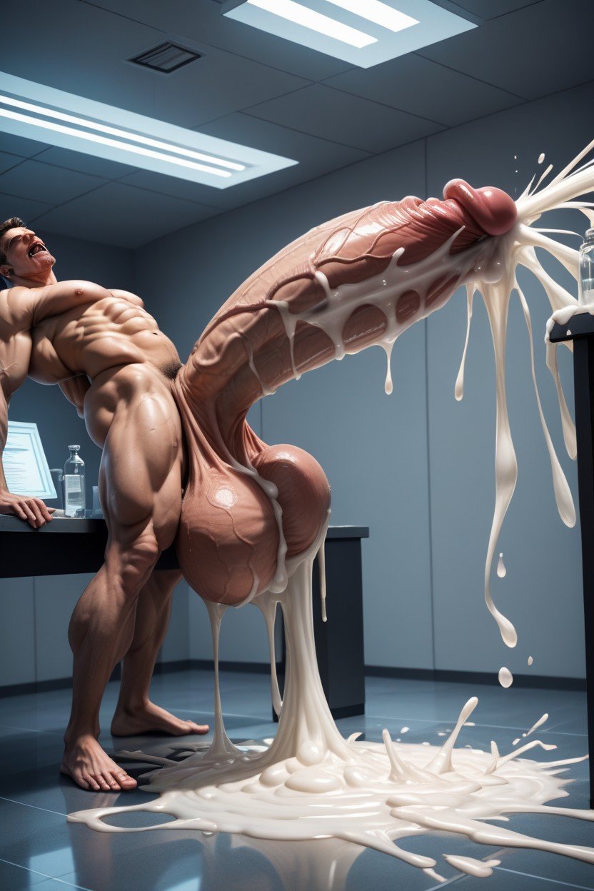 Man In Lab Getting Milked, Hyper Orgasm, In LaboratoryPorno IA Gay