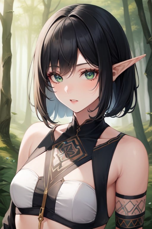 鮑勃切, 綠色眼睛, Black Hair Bobcut Elf Tribal Forest Night RainAI同性戀黃片