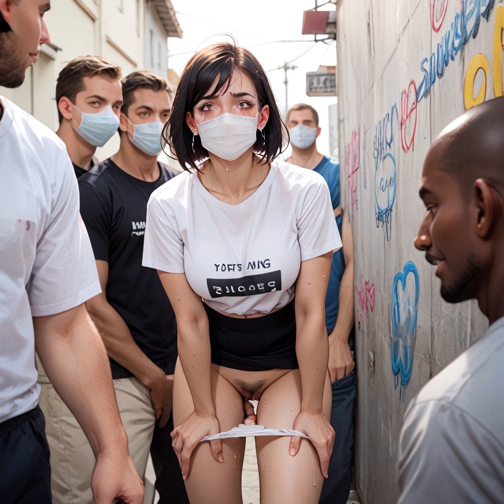Lean Body, Crowd In Background Watching With Interest, Wide Angle AI Porn