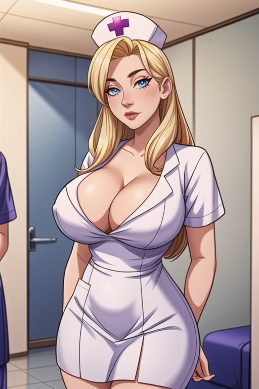 Hello Nurse From Animaniacs, Enfermeira, White Form-fitting Nurse Dress Hentai IA pornografia