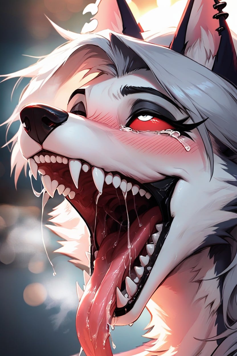 Ahegao, Mouth Gaped, Eyes Rolled Up Slightly Furry AI Porn