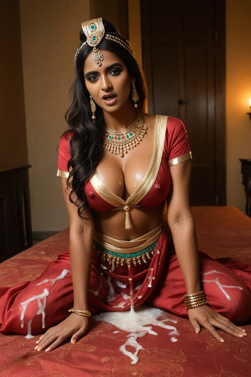 Silk Saree, Short Sleeves, Silk Sari AI Porn