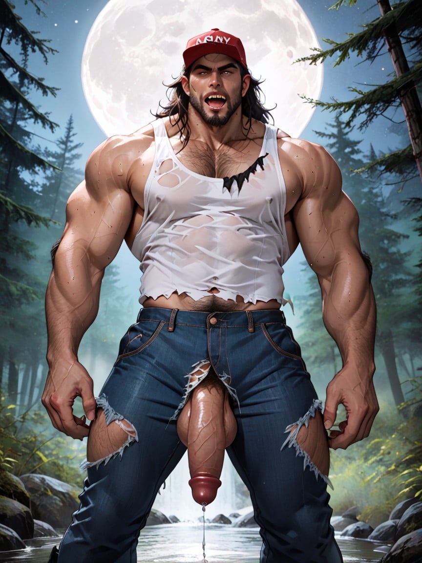 Full Moon Rising In The Distance, Hyper Pubes, Sexy AI Gay Porn