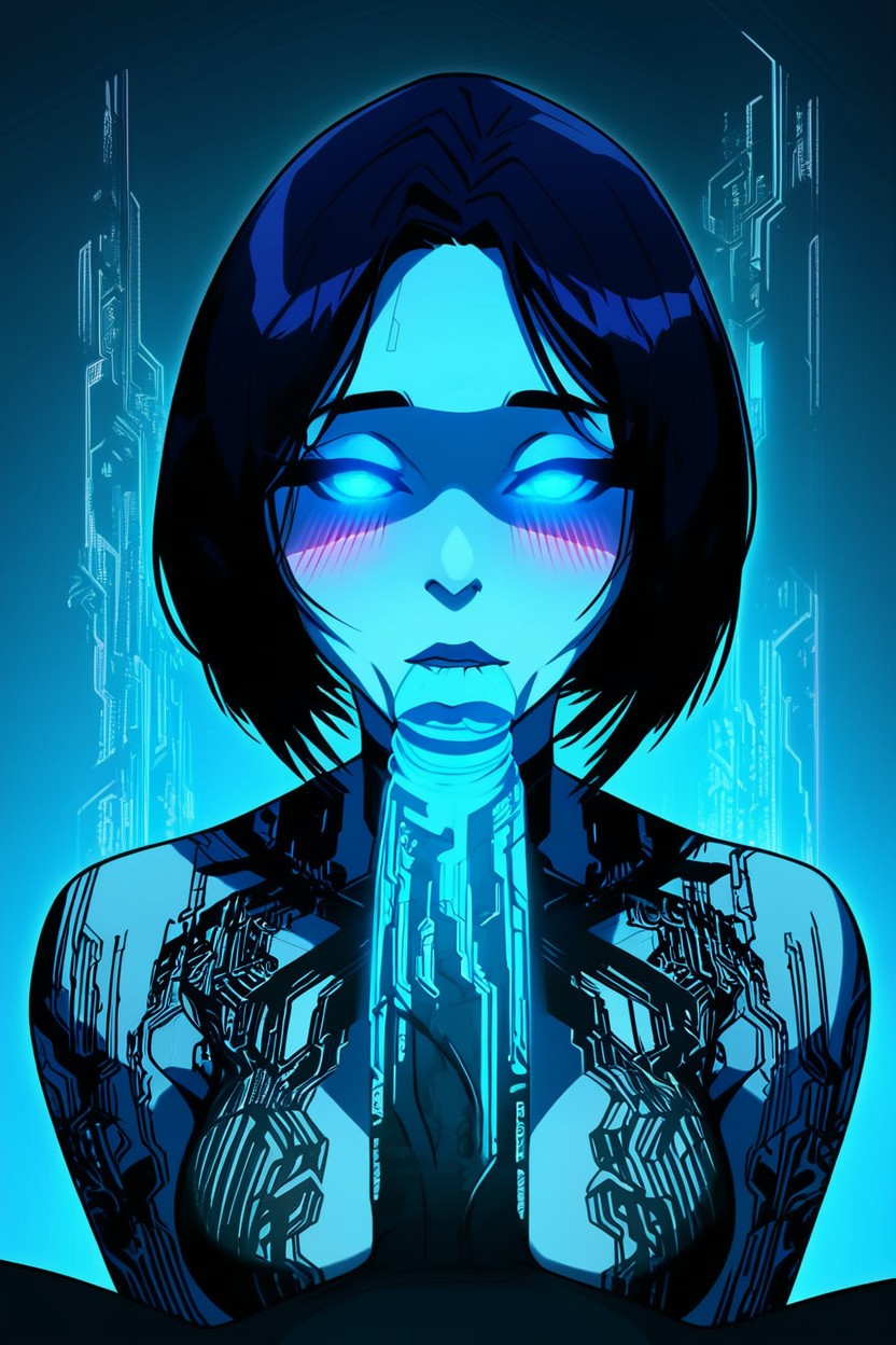 Cortana Is Glowing, Transparent Body, Cortana Is Transparent AI Porn