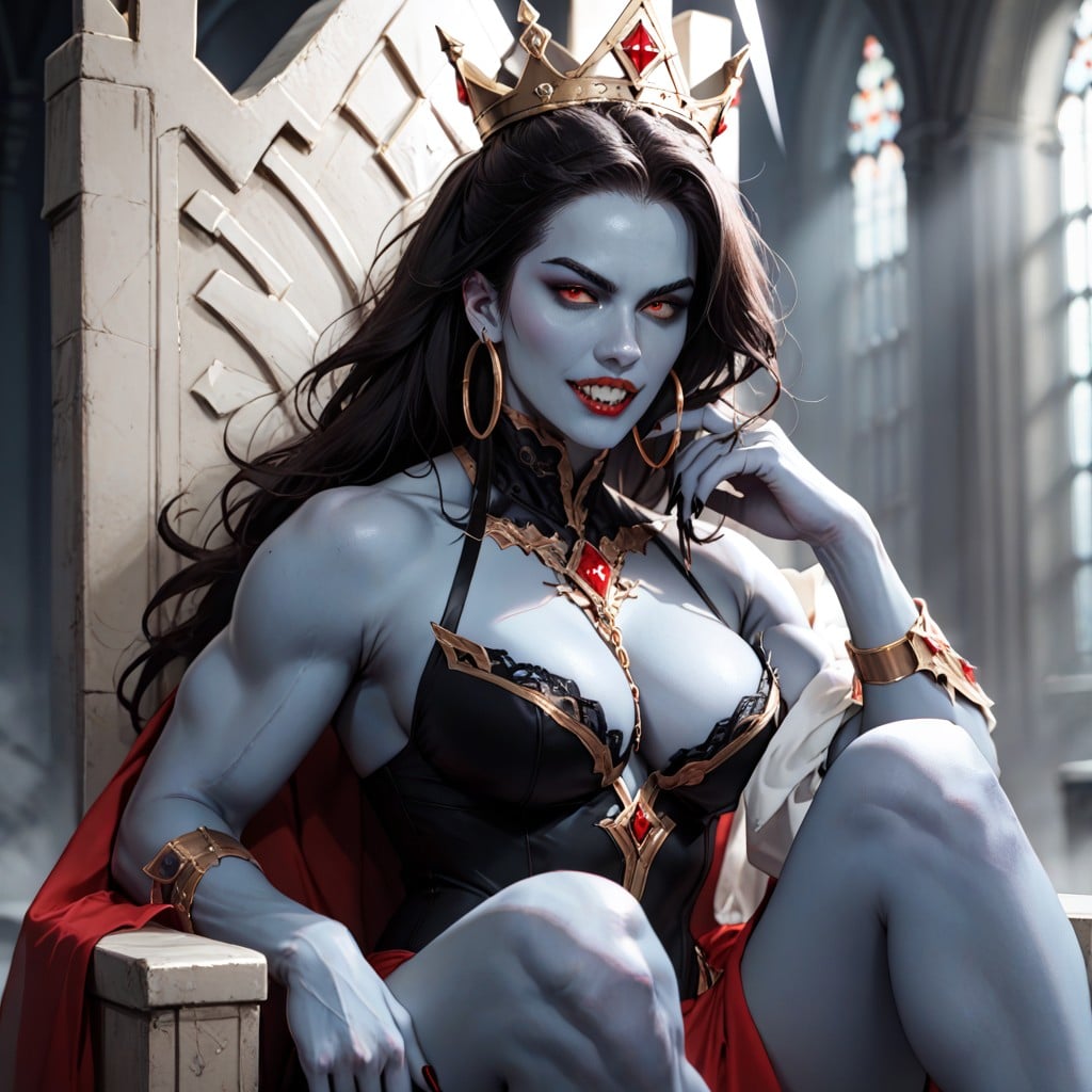 Ruined Castle, Sitting On A Throne, Gorgeous Face AI Porn
