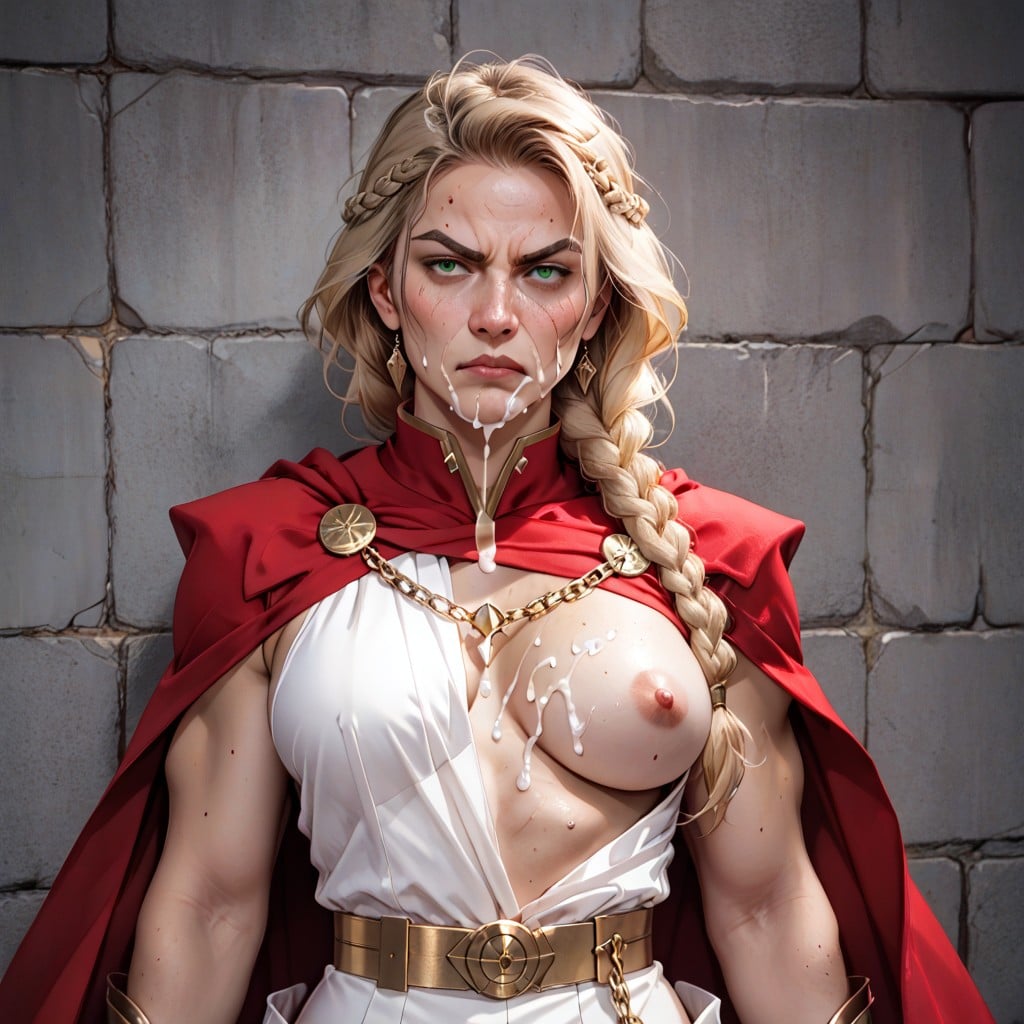 High Cheekbones, Laying, Wrists Bound And Handcuffed AI Porn