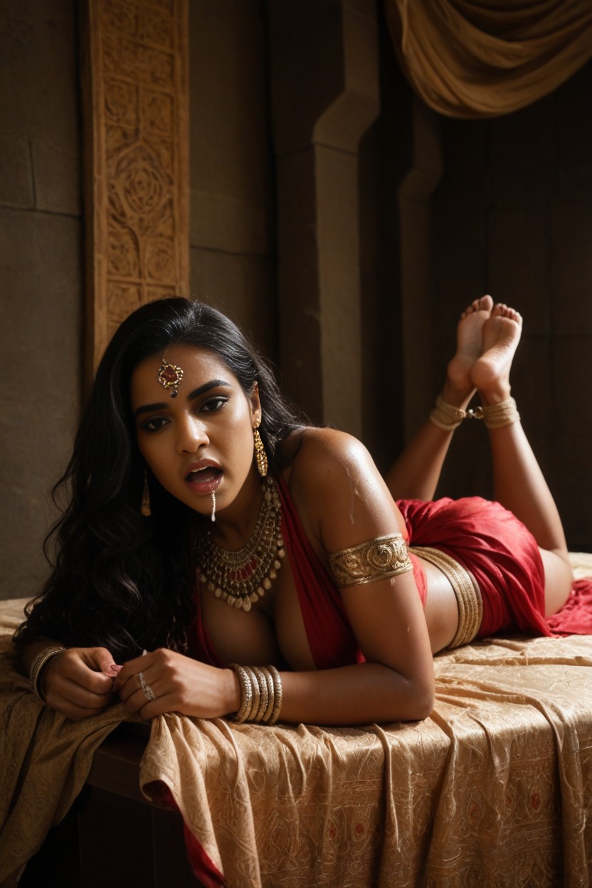 Gorgeous Woman, Bondage Bound Restrained Shackled With Chains, Solo AI Porn