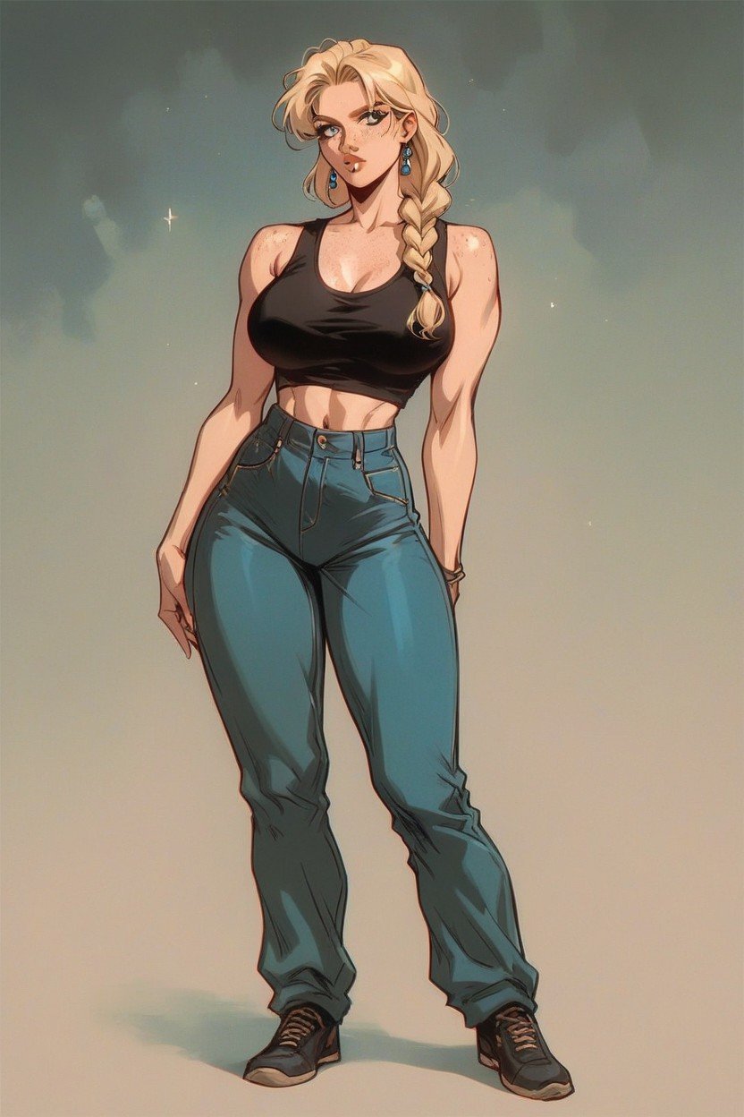 Black Tank Top, Standing, BlondeヘンタイAIポルノ