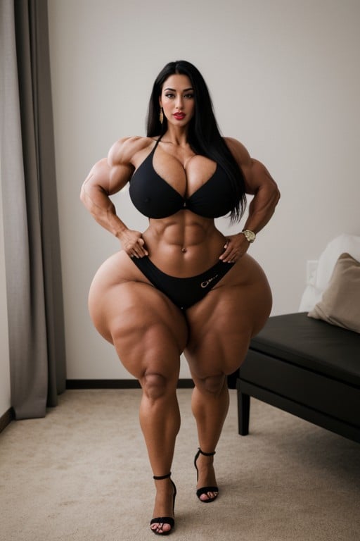 Muscular Striated Thighs, Hyper Thick Biceps, Hyper Bimbo BreastsアジアのAIポルノ