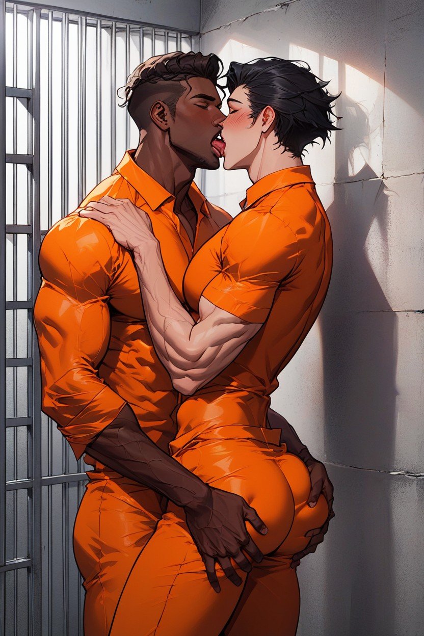 Talking Then Kissing, Possessive Hold, Prison OutfitPorno IA Gay