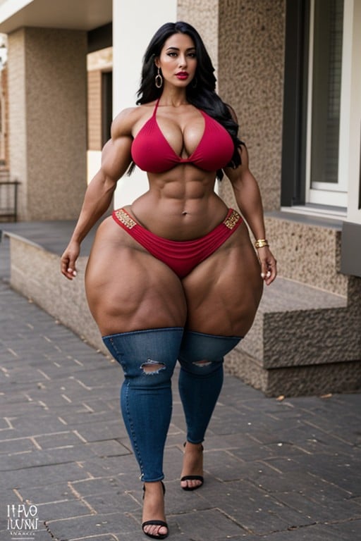 Colossal Hyper Ass, Thick Curvy Muscular Woman, Hyper Bimbo BreastsヘンタイAIポルノ