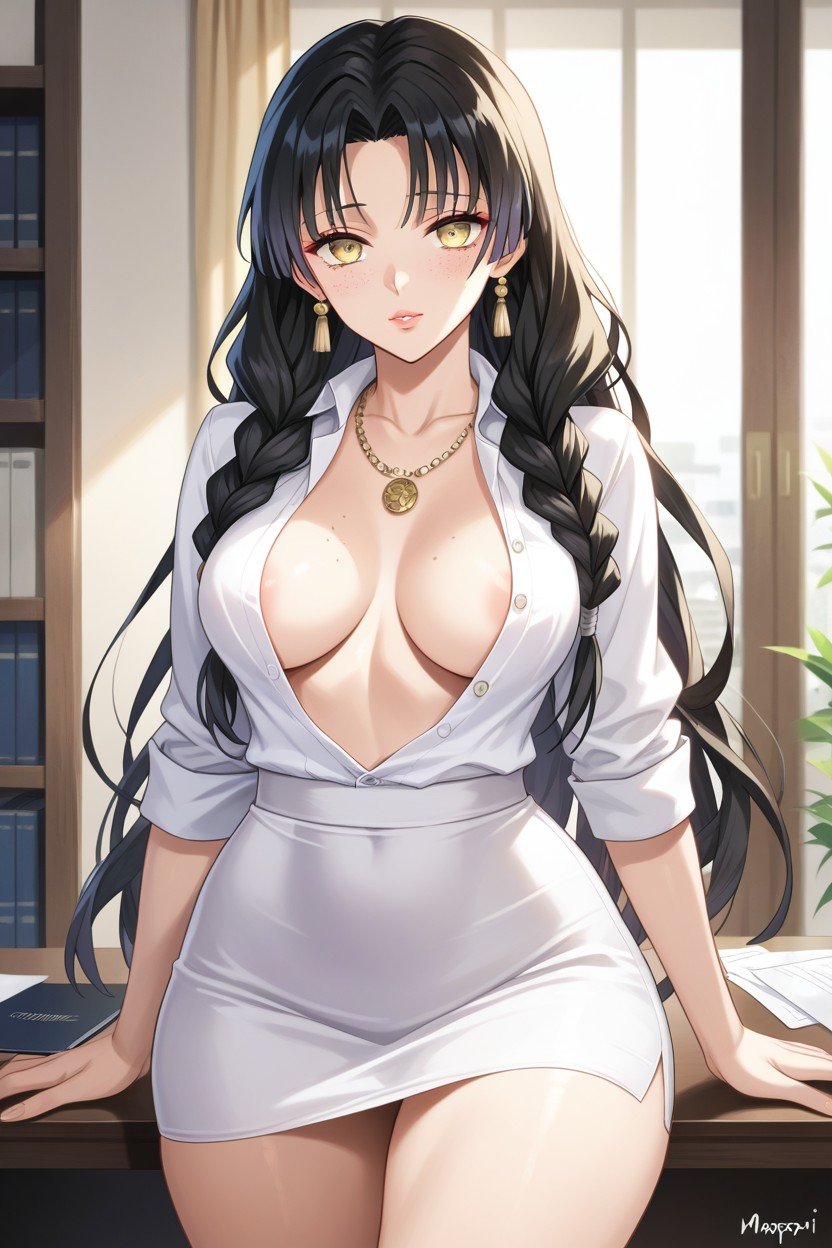 Moon Necklace On Breasts, Oufit Secretary, Extremely WaistAI黄漫