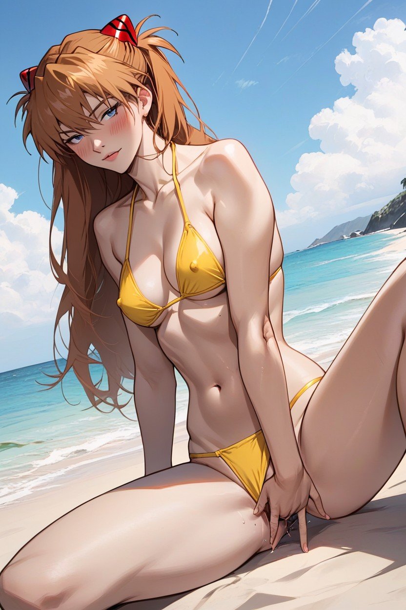 Modelo, Peito Pequeno, Asuka Langley From Evangelion Hentai IA pornografia