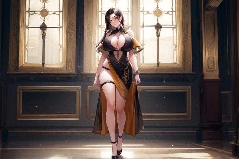 High Heels, Full Body, A Female With Big Boobs게이 AI 포르노