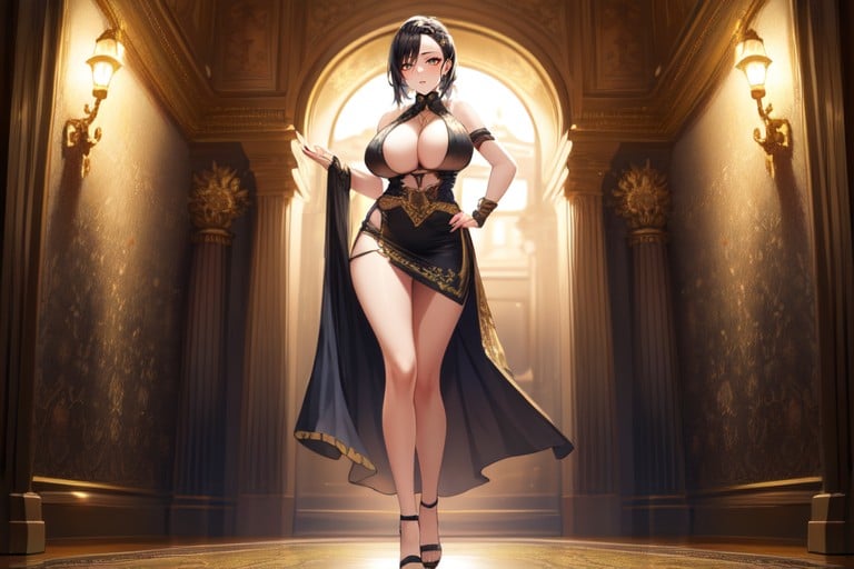 A Female With Big Boobs, 마른 체형, In A Steampunk World게이 AI 포르노