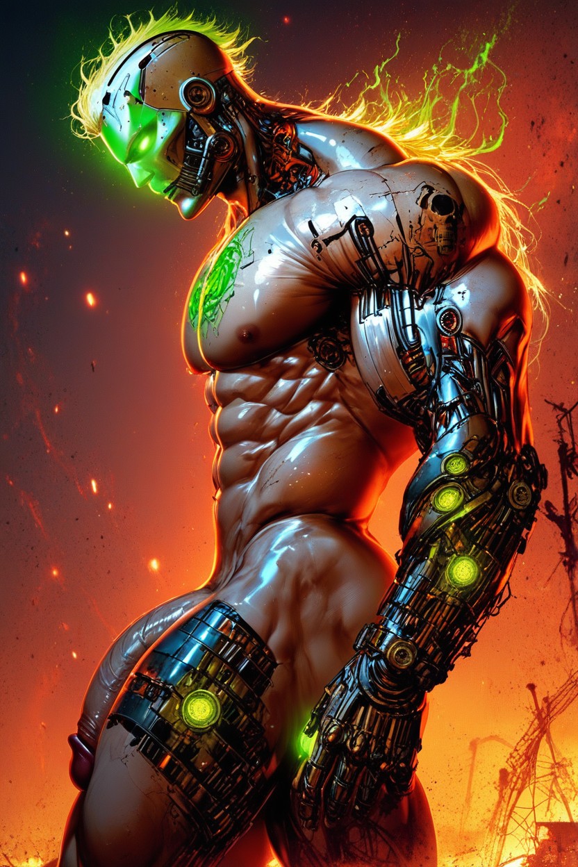 18+, Apocalyptic Wasteland, Ultra High Res AI Gay Porn