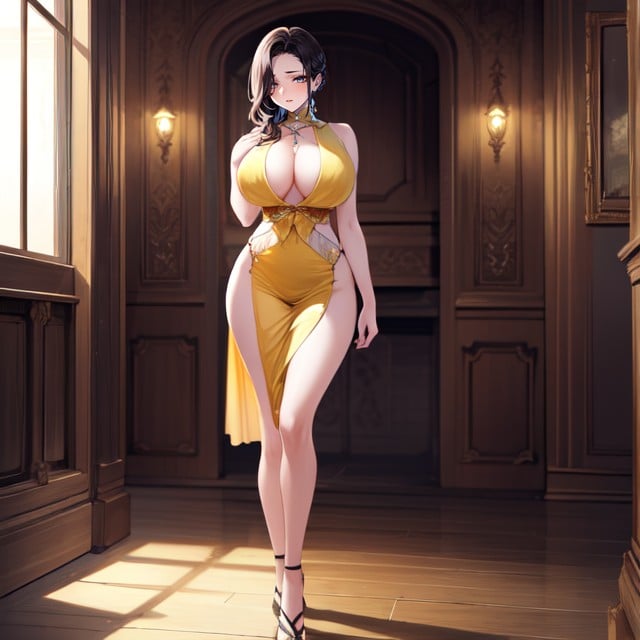 Skimpy Yellow Summer Dress, Full Body, High HeelsPorno gay IA