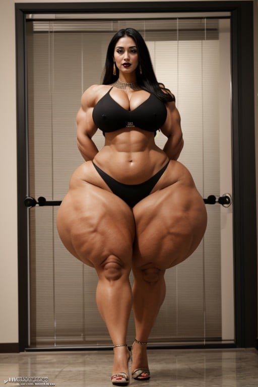 Thick Curvy Muscular Woman, Absurdly Oversized Gigantic Massive Hyper Breasts, Muscular Striated ThighsAI同性恋黄片