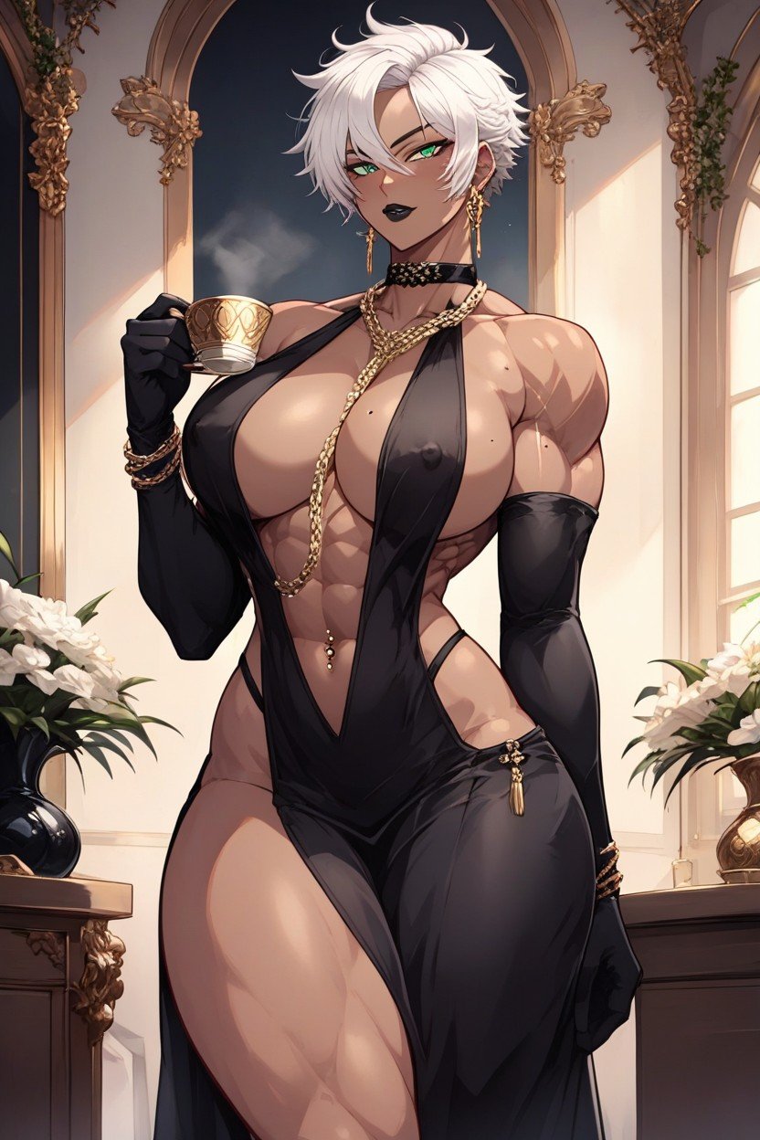 Black Arm Gloves, One Beautiful Woman, Golden Earings Hentai AI Porn