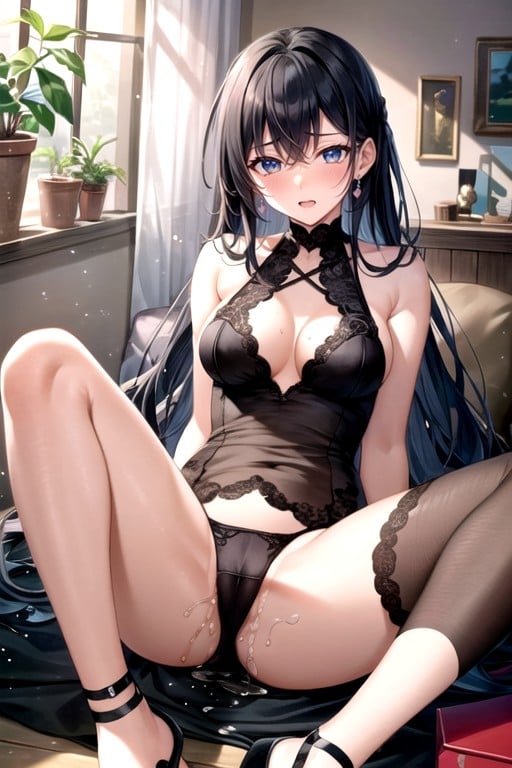 Anime, Bedroom, Long HairアジアのAIポルノ