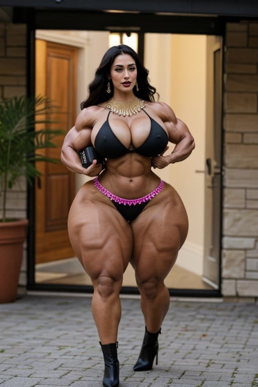 Gigantic Breasts, Lustful Expression, Muscular Striated ThighsPorno asiático IA