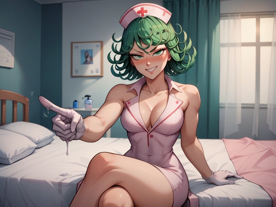 18+, Pink Halterneck Dress, Nurse Is Tatsumaki From One Punch Man 헨타이 AI 포르노