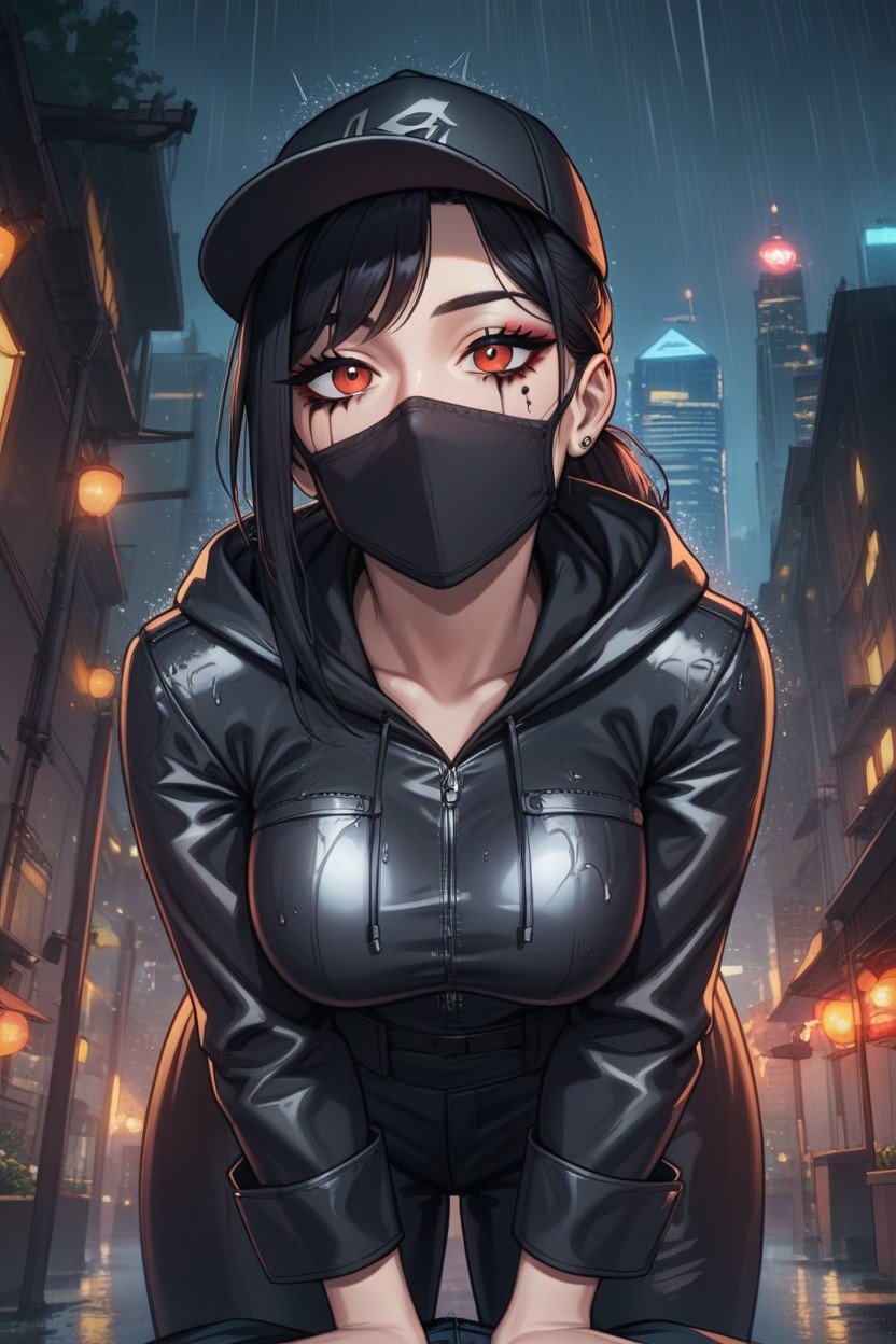 18+, Woman Wearing A Black Cap, Night Time Hentai IA