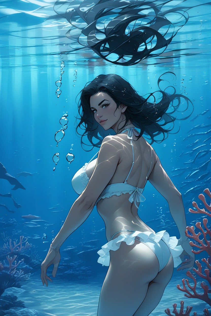 Underwater, Navel Exposed, Side View Hentai AI Porn