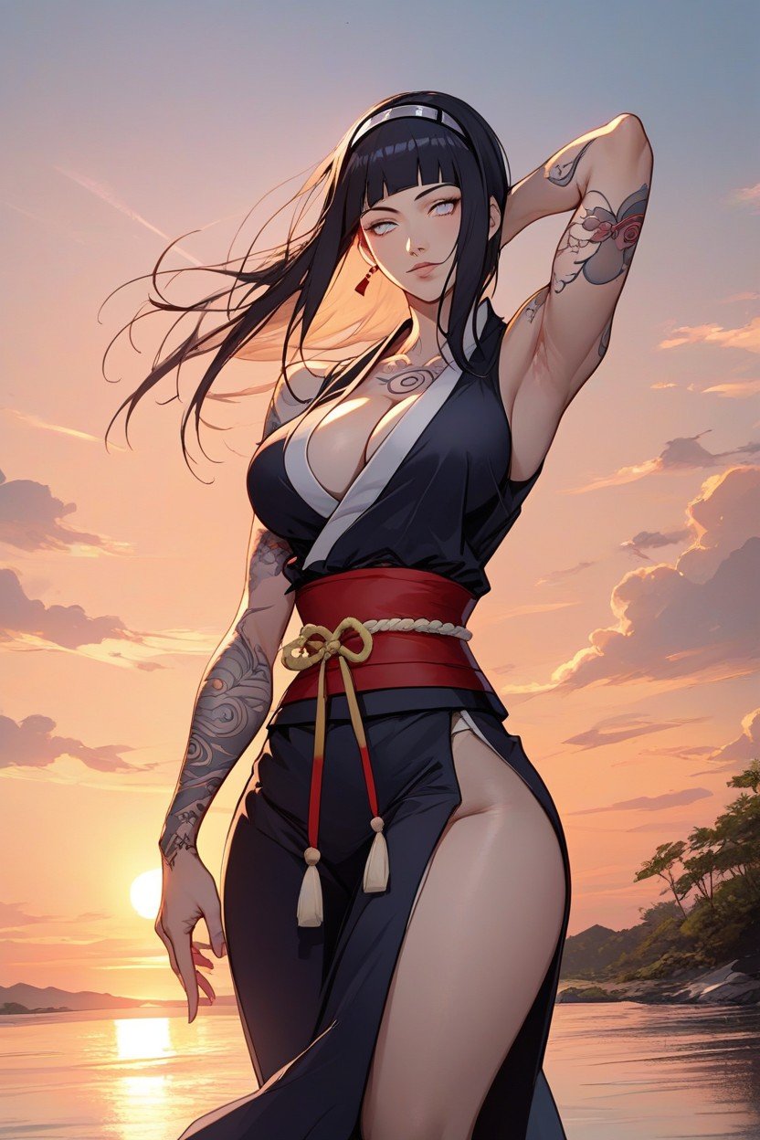 Waist Shot, Wind In Hair, Samurai Outfit Hentai AI Porn