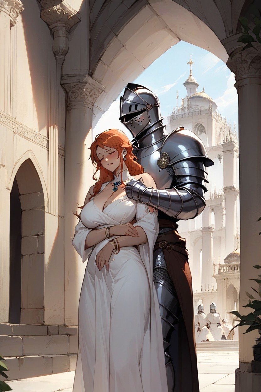 Bitting Lip, Knight Standing Between Them, At The Knight Hentai IA pornografia