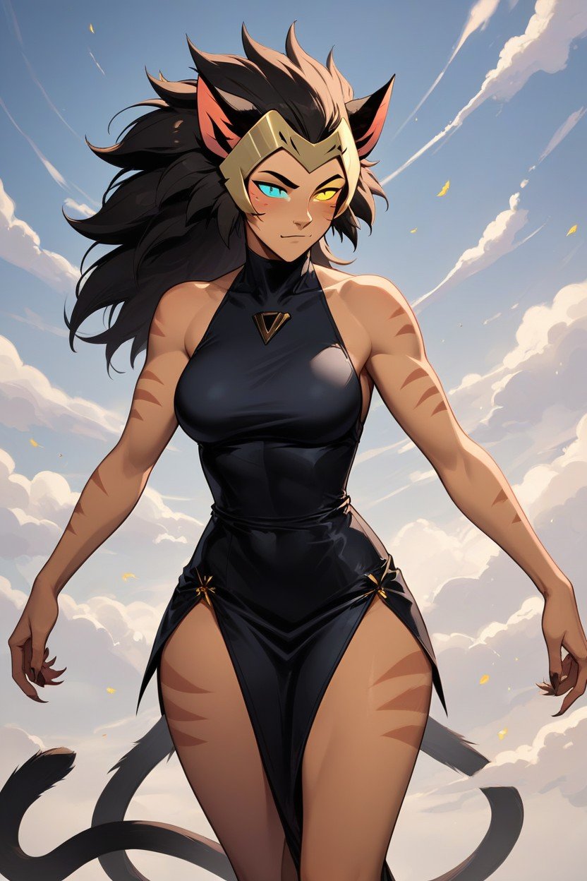 Catra Is A Character From The Animated Series Shira-ra And The Princesses Of Power, Model, Her Left Eye Is Turquoise And Her Right Eye Is Yellow Hentai AI Porn