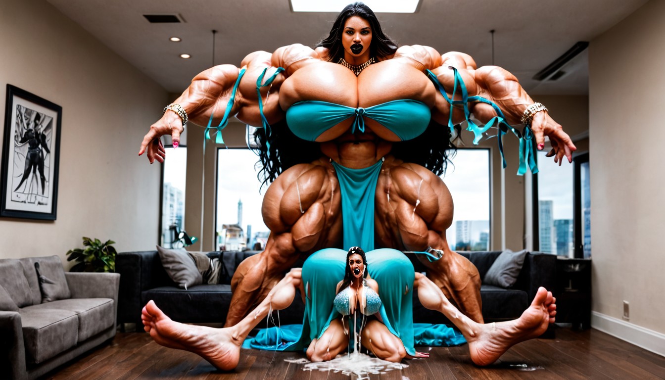 Feminine Face, Harem, Gigantic Muscles AI Porn