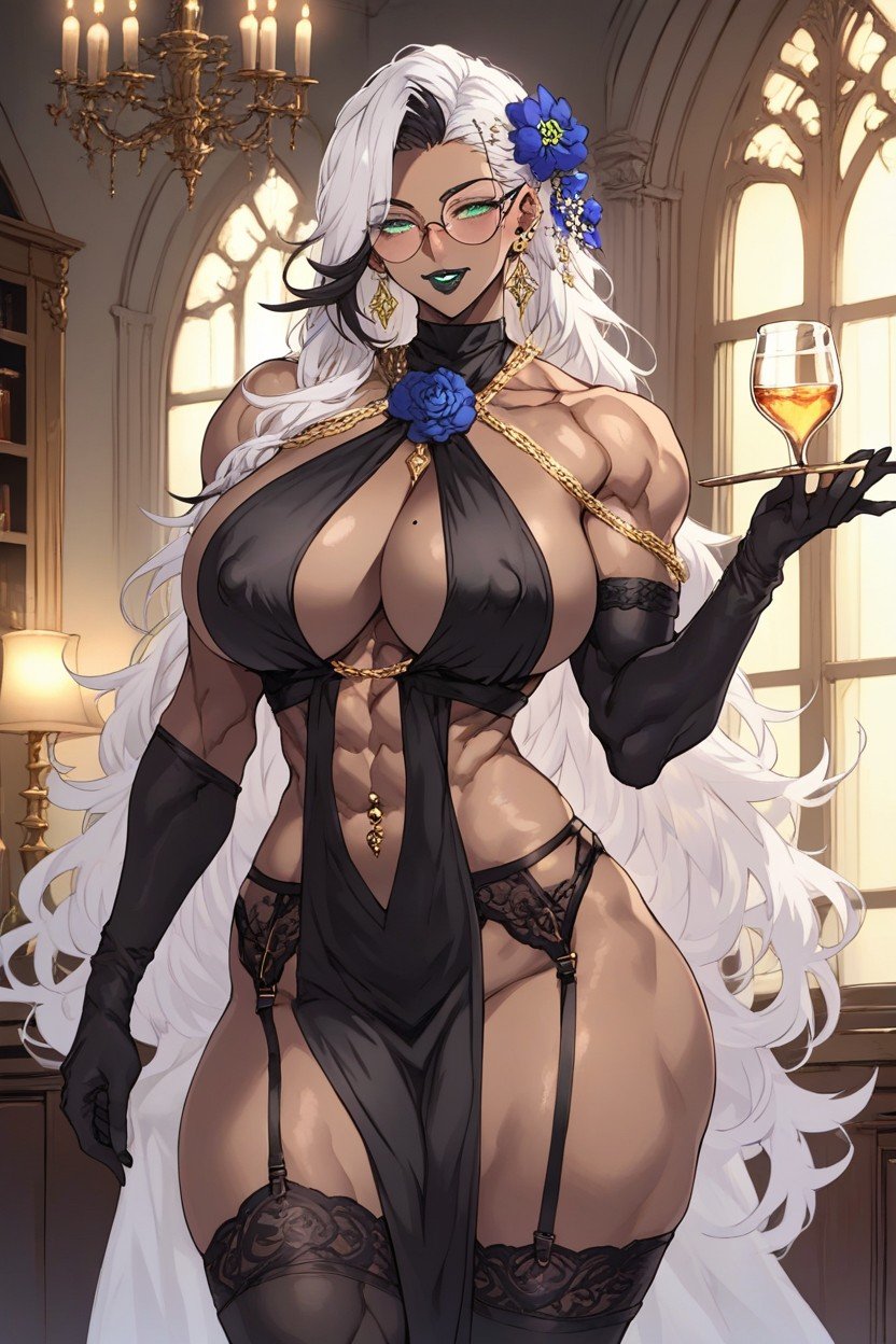 Wasp Waist, Deep Cleavage, Green Eyes AI黃漫