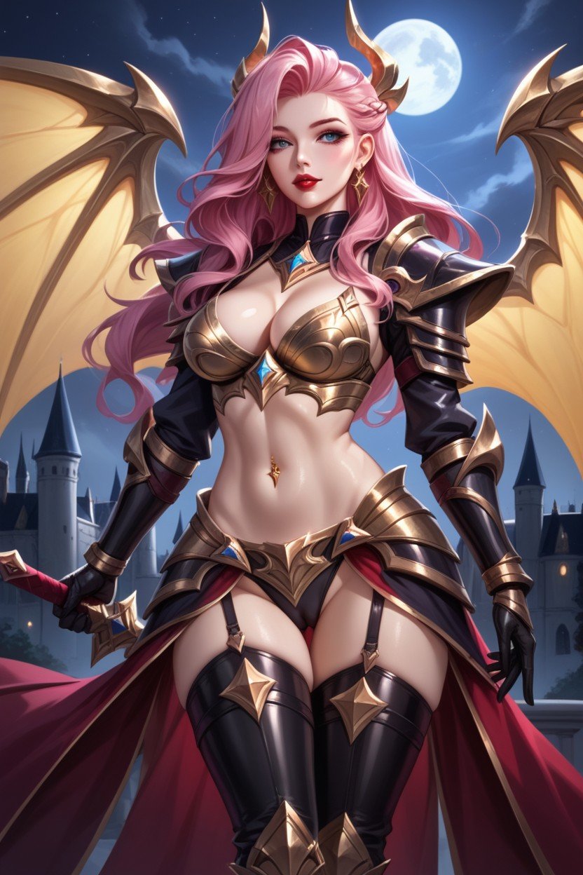 Oiled Skin, Succubus, Decorative Navel Piercing Hentai IA