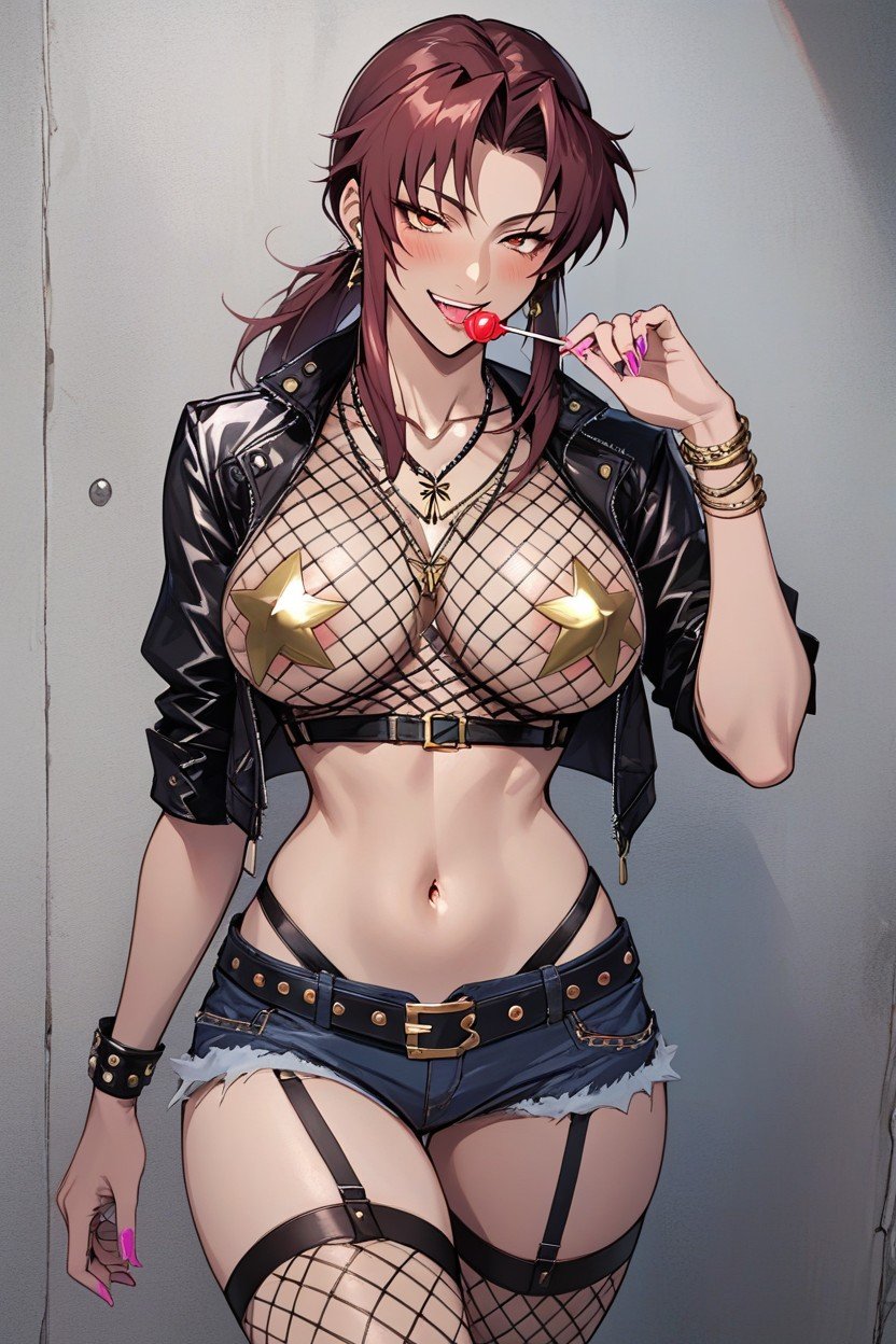 Revy Black Lagoon, Looking At Viewer, Bunda Grande Hentai IA pornografia