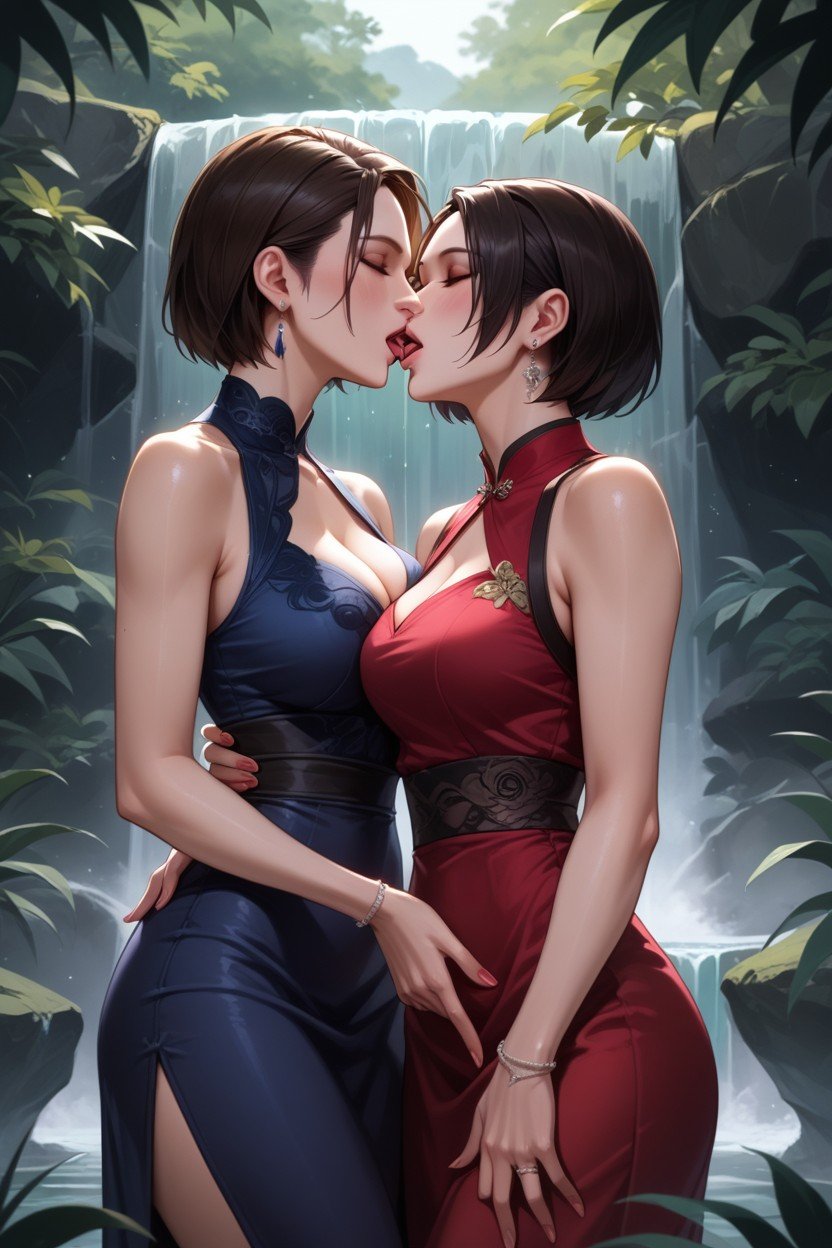 韩服, Resident Evil's Ada Wong Kisses Jill Valentine, Only Women AI黄漫