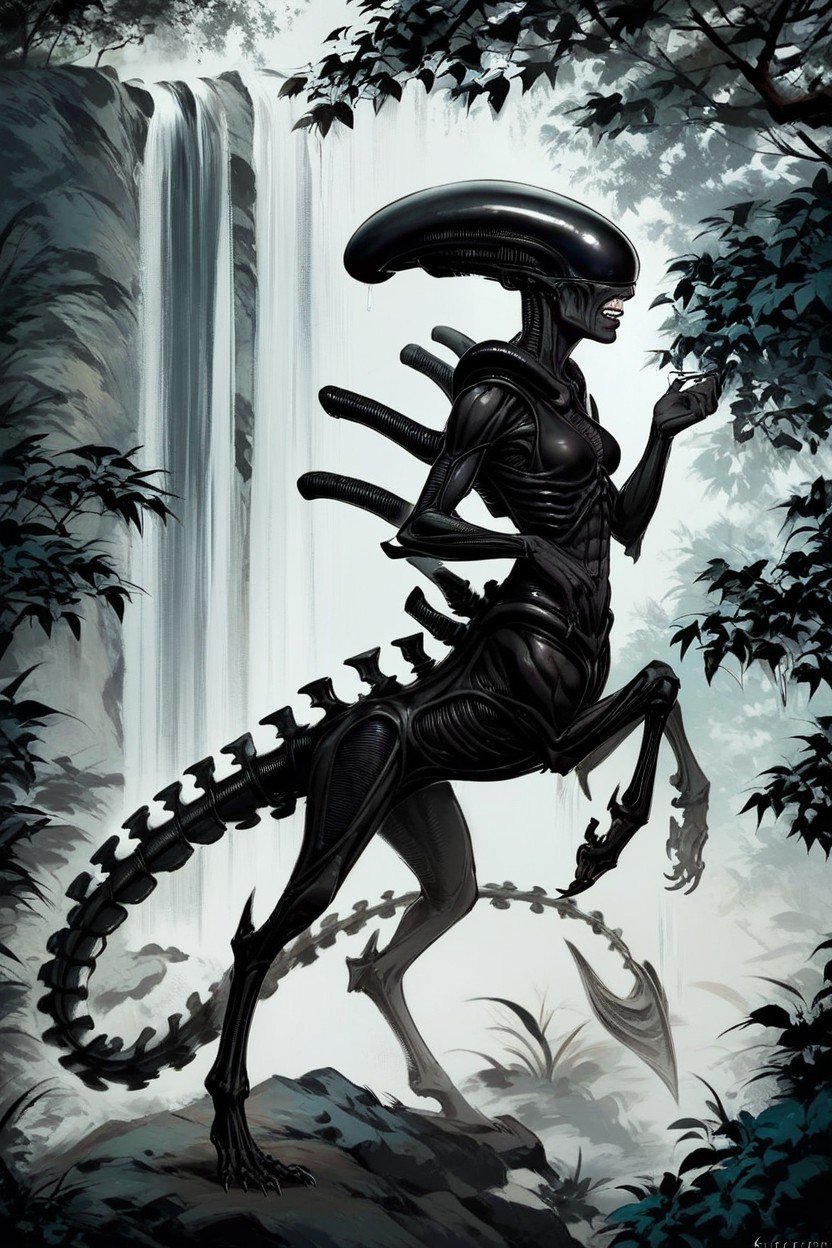 Hoof, Cosplayed In Xenomorph, Side View 헨타이 AI 포르노