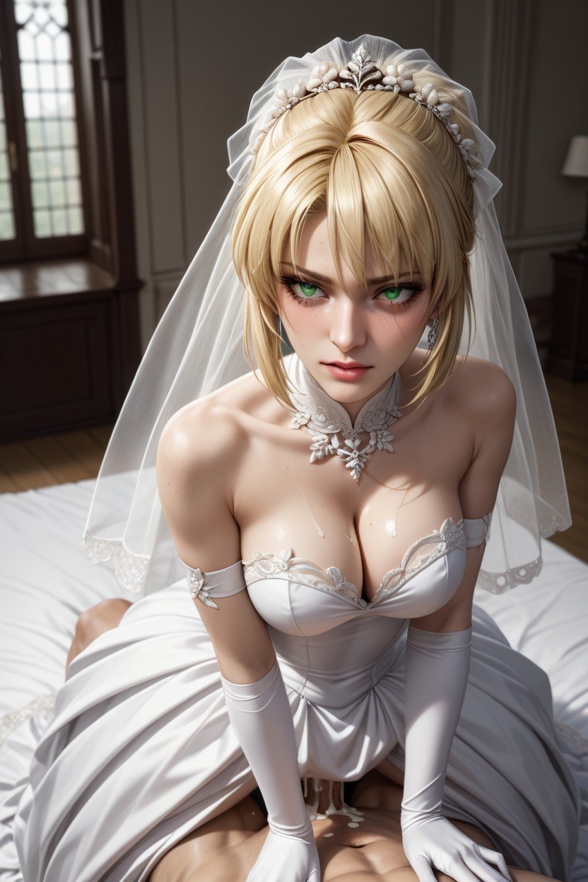 Wedding Dress, No Pubic Hair, Blonde Hair AI黃漫